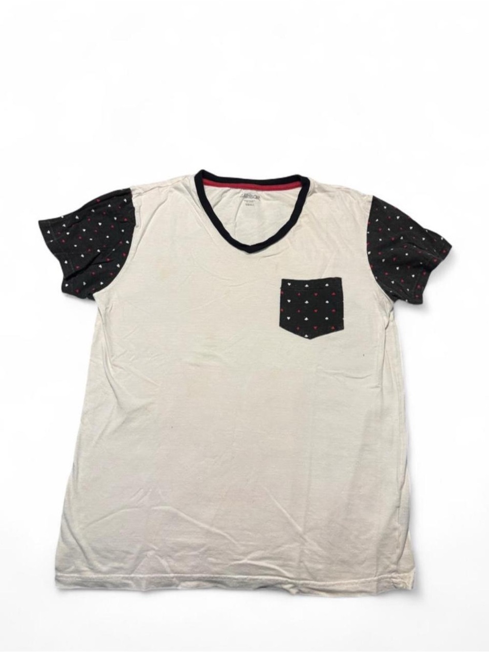 Carbon Men's Short Sleeve Pocket Tee in White with Black Sleeves